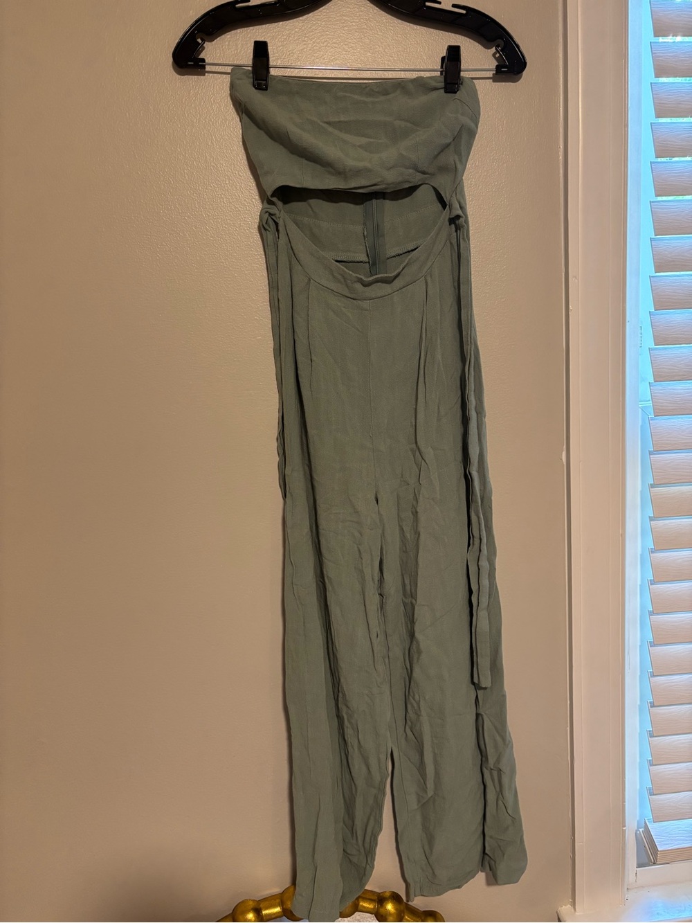 Hello Molly Sage Green Strapless Jumpsuit